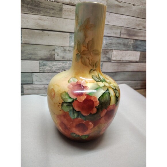 Antique Willets Belleek Hand Painted Floral Vase Morning Glory  Art Nouveau Glam - Picture 3 of 14